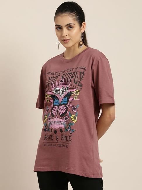 dillinger mauve cotton graphic print t-shirt