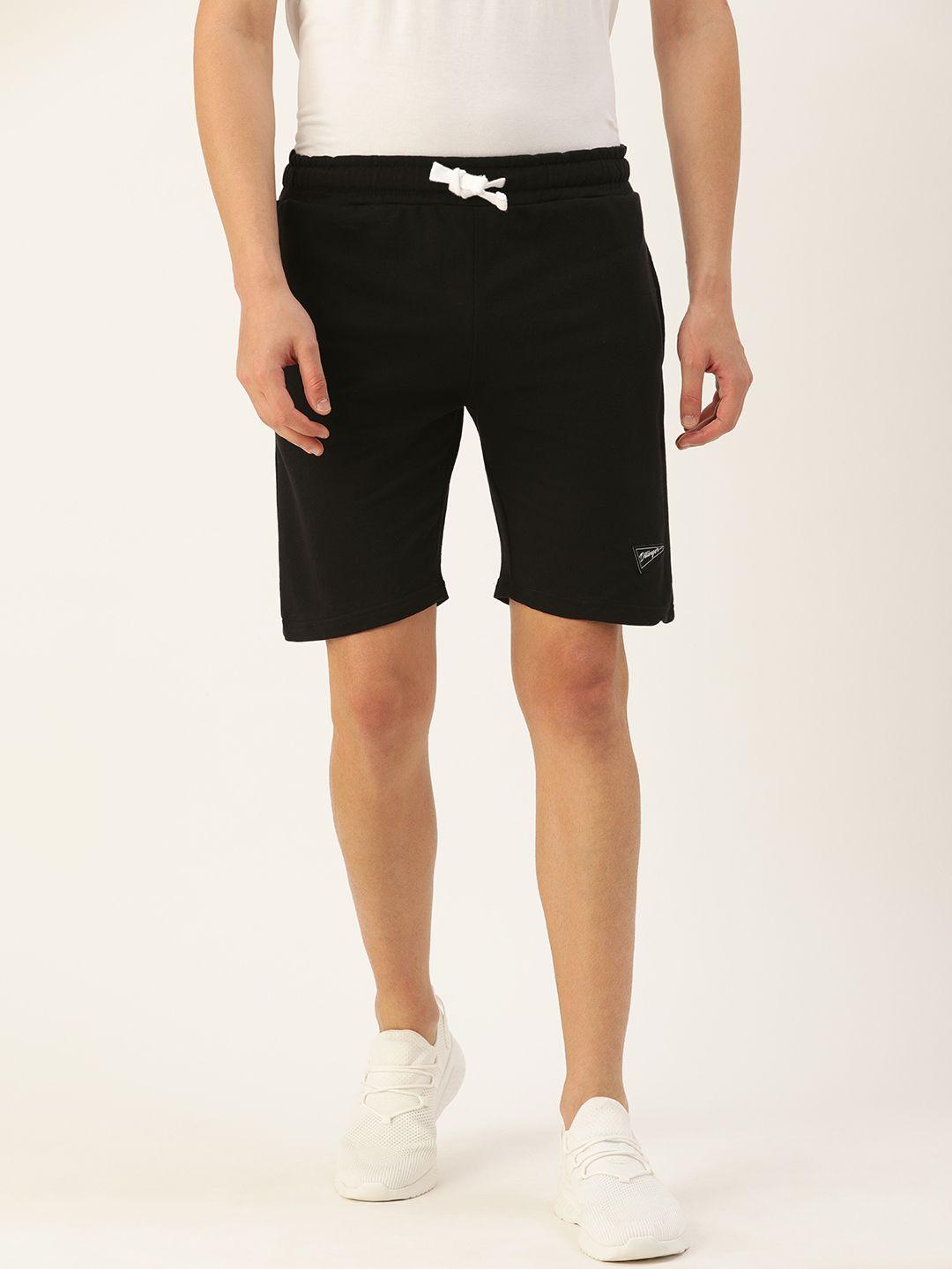 dillinger men black solid mid-rise regular shorts