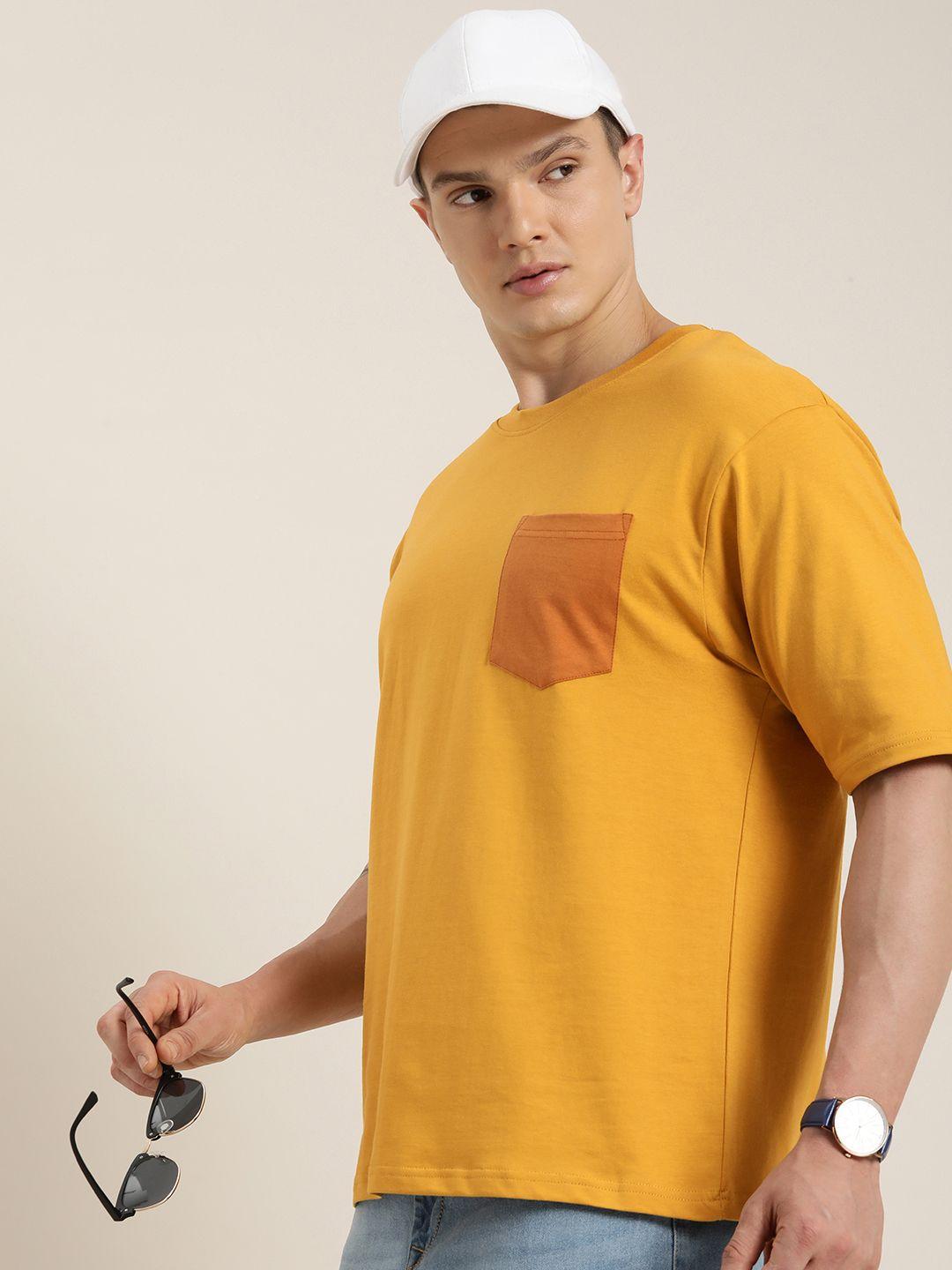 dillinger men colourblocked drop-shoulder sleeves oversized pure cotton t-shirt