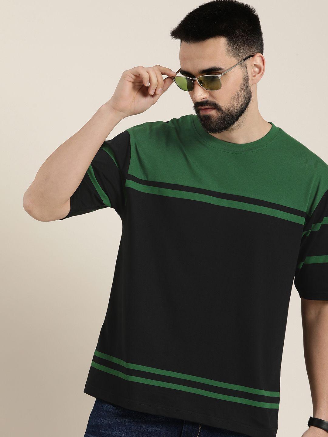 dillinger men colourblocked drop-shoulder sleeves oversized pure cotton t-shirt