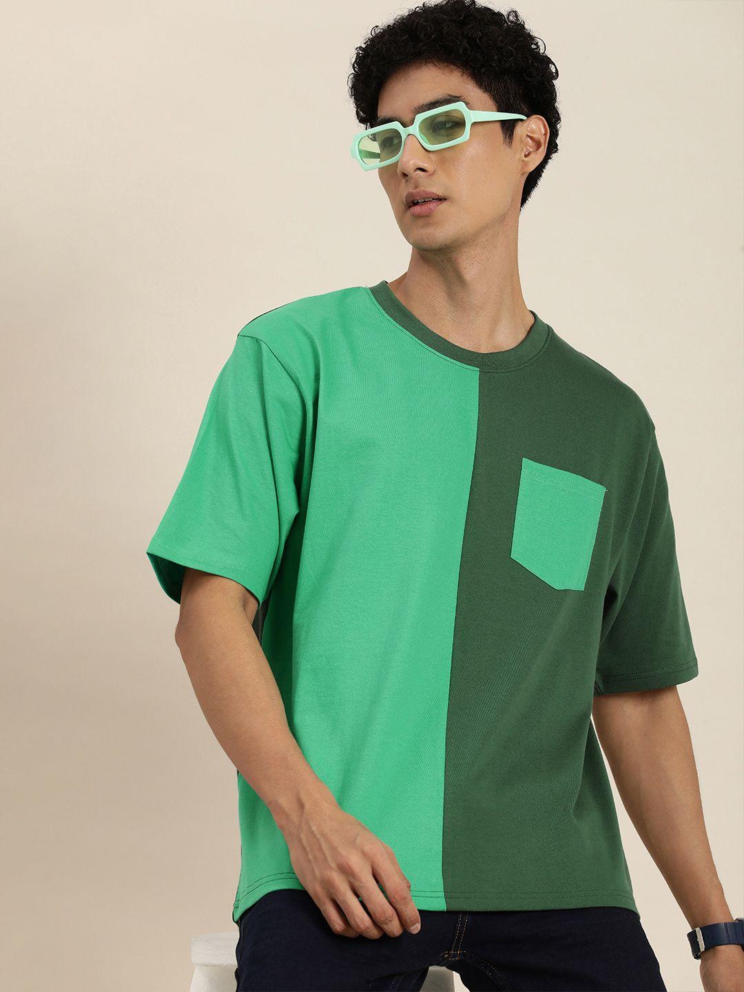 dillinger men colourblocked pure cotton oversized t-shirt