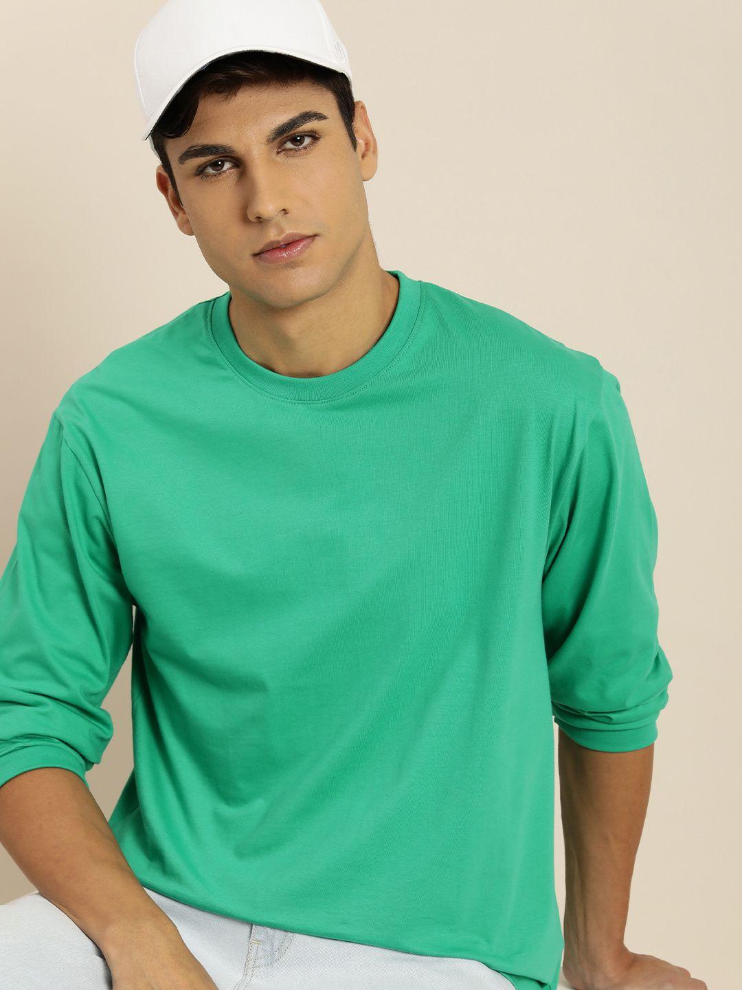 dillinger men green  solid oversized t-shirt