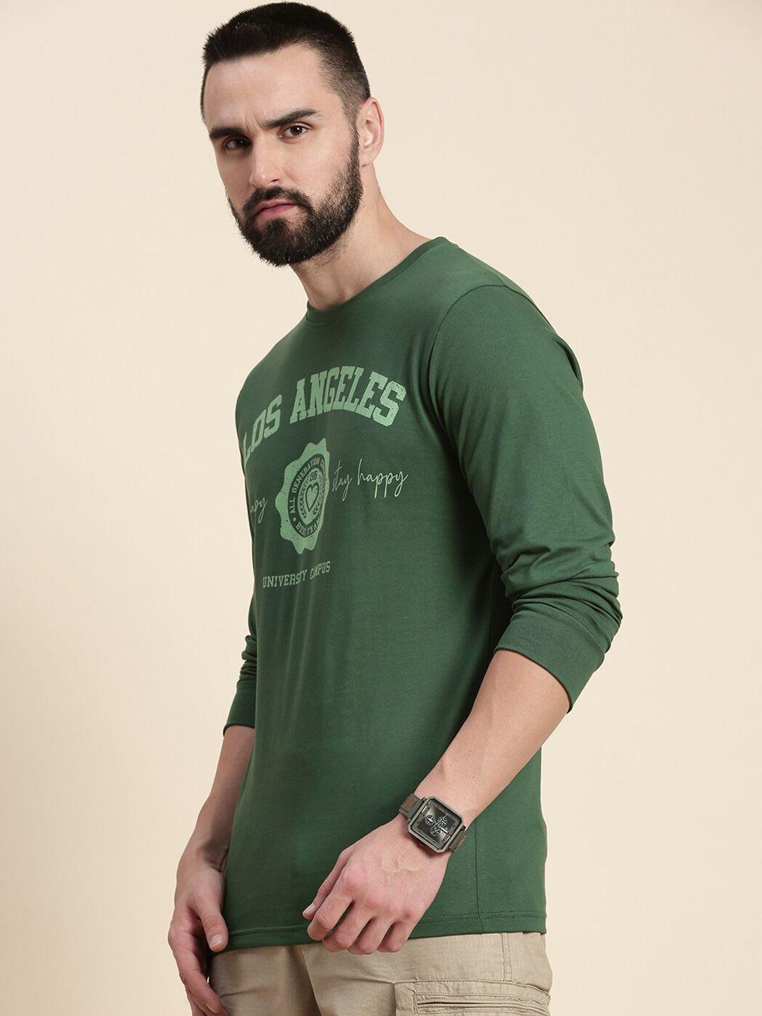 dillinger men green typography printed applique t-shirt