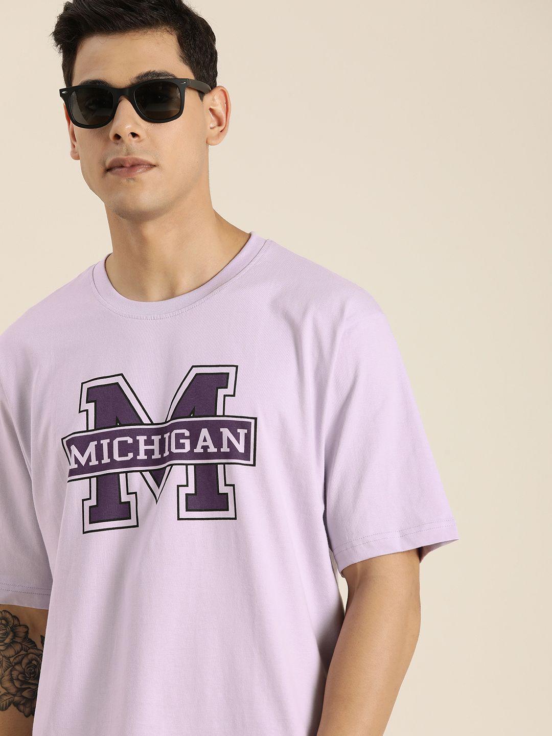 dillinger men lavender typography printed cotton t-shirt