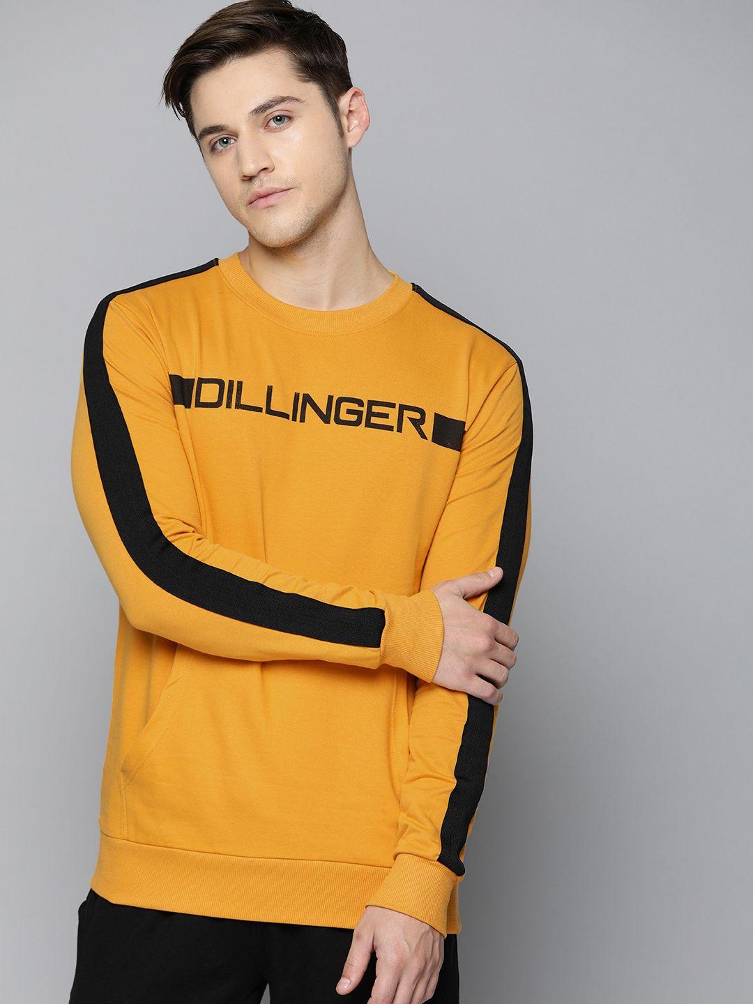 dillinger men mustard yellow printed sweatshirt