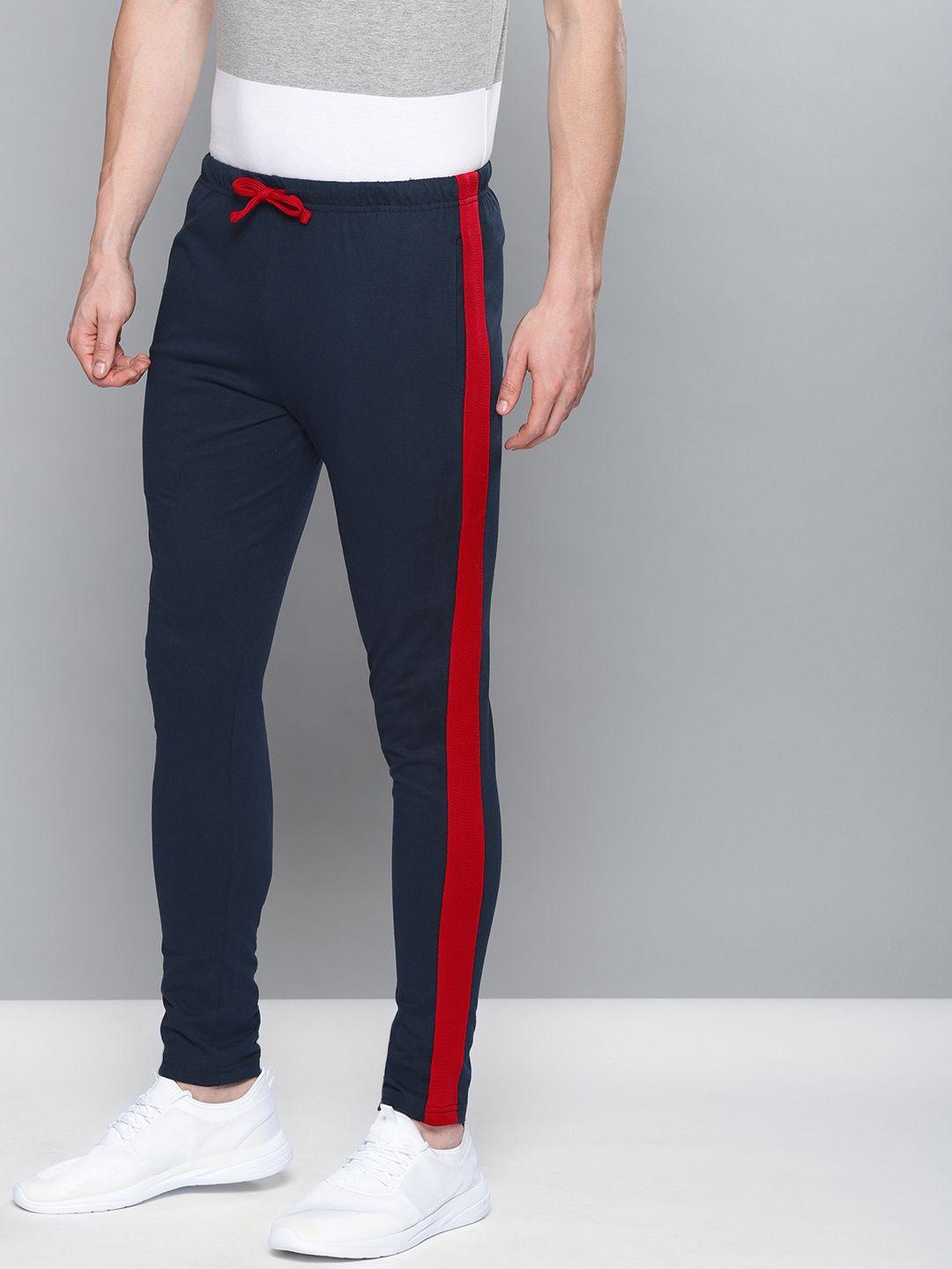 dillinger men navy blue solid slim fit track pants