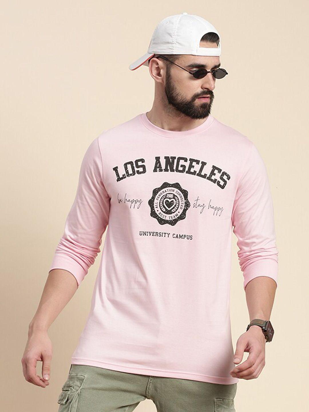 dillinger men pink typography printed applique t-shirt