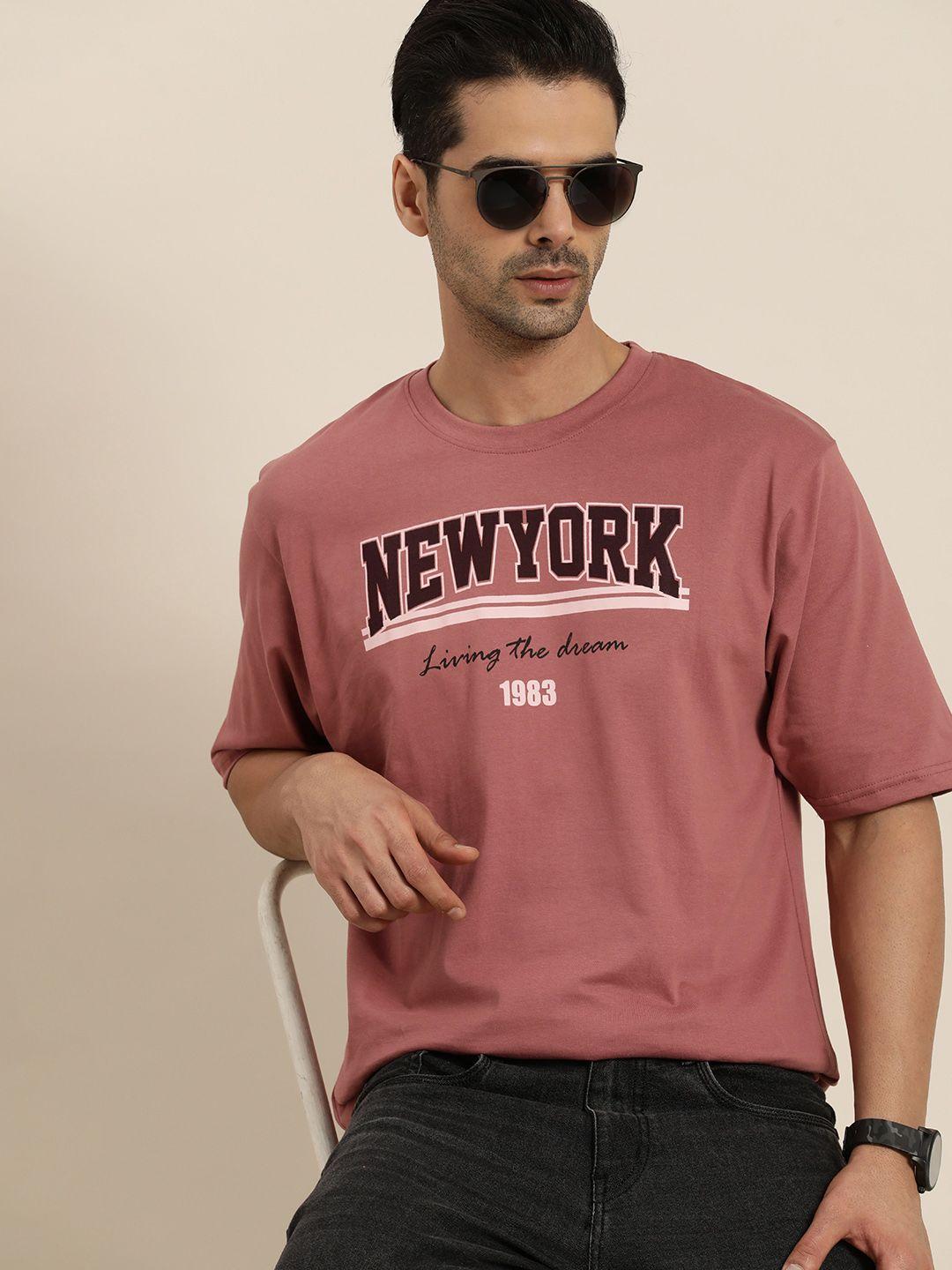 dillinger men pink typography printed cotton t-shirt