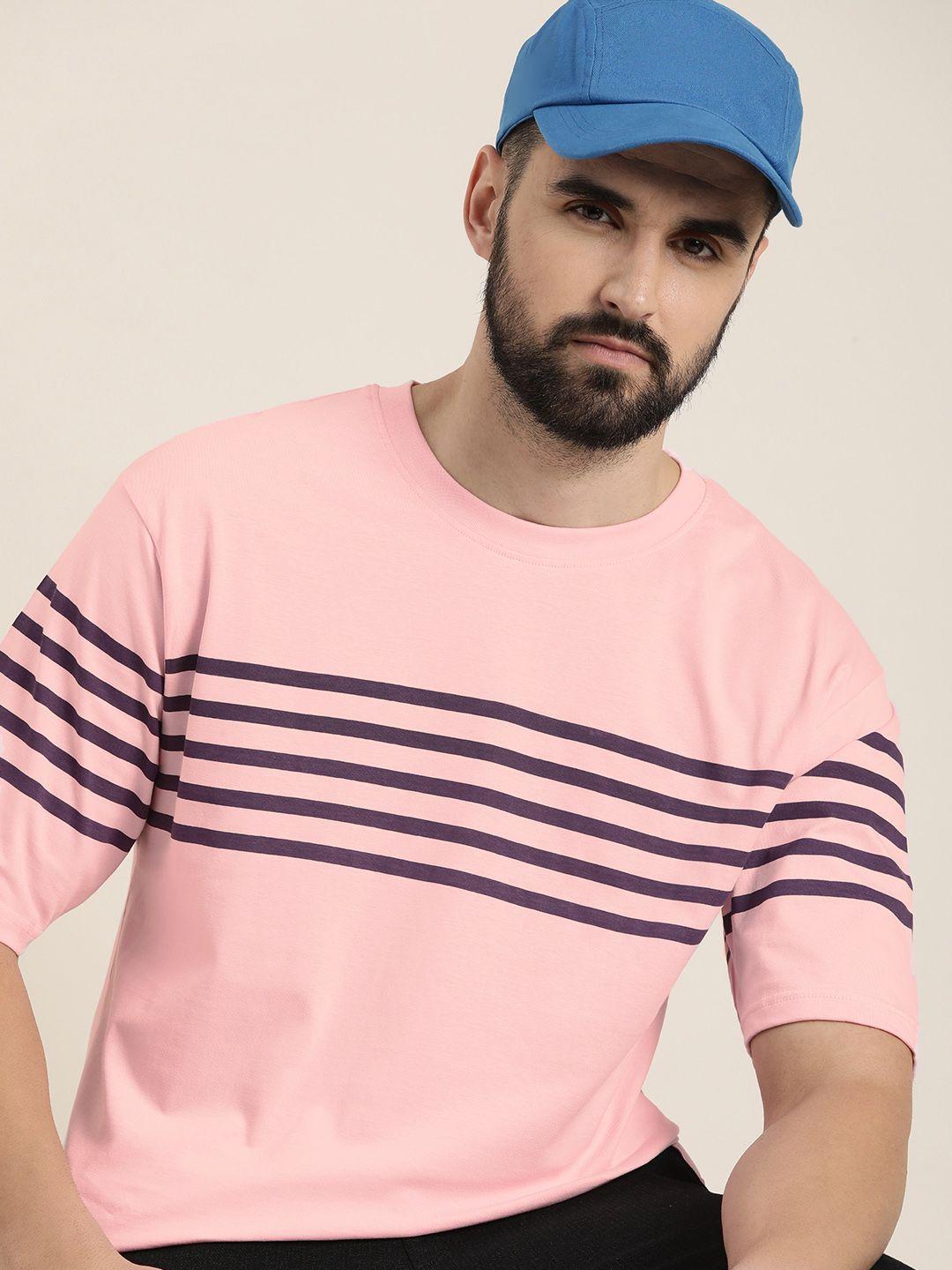 dillinger men striped drop-shoulder sleeves oversized pure cotton t-shirt