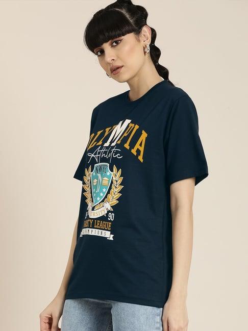 dillinger navy cotton graphic print t-shirt