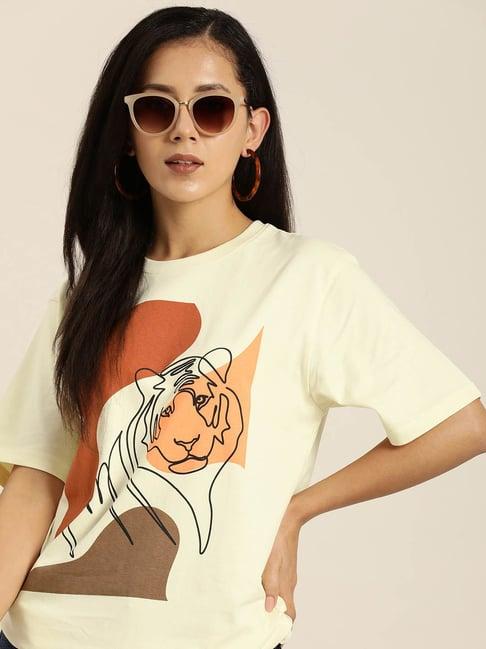 dillinger off white cotton graphic oversized t-shirt