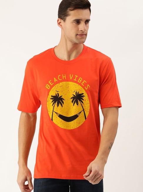 dillinger orange printed oversized t-shirt