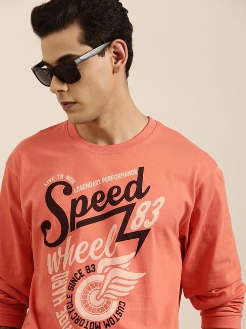 dillinger peach cotton loose fit printed t-shirt