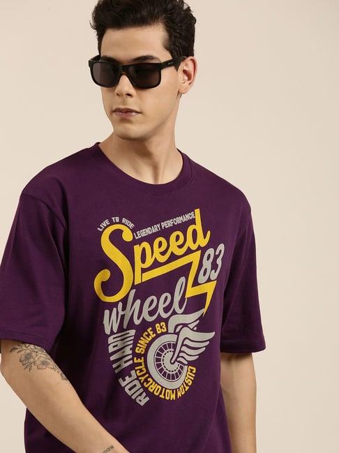 dillinger purple cotton loose fit printed t-shirt