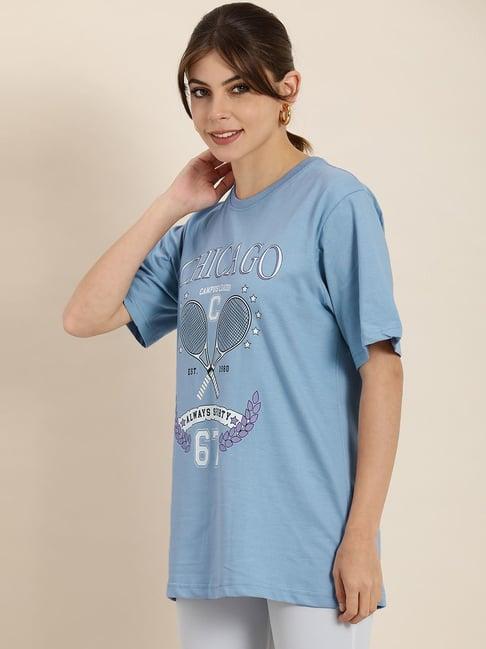 dillinger sky blue cotton graphic print t-shirt