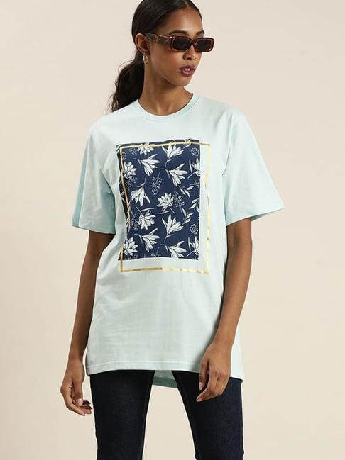 dillinger sky blue floral print t-shirt