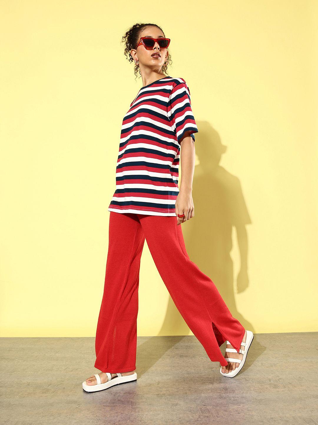 dillinger striped oversized drop-shoulder sleeves pure cotton t-shirt