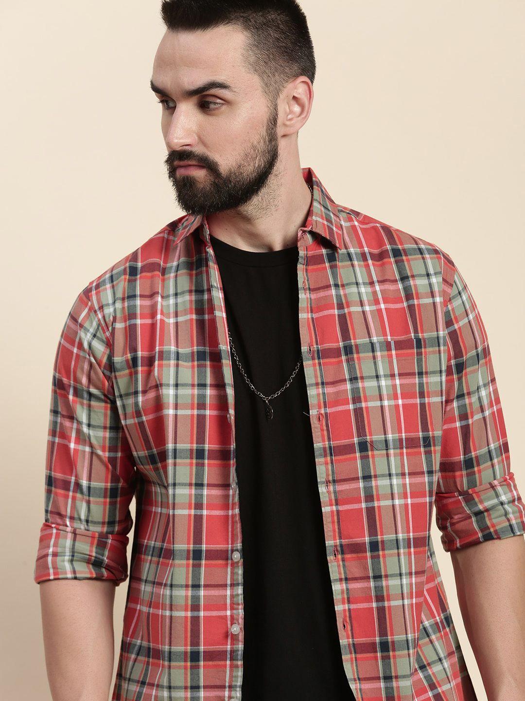 dillinger tartan checks pure cotton casual shirt