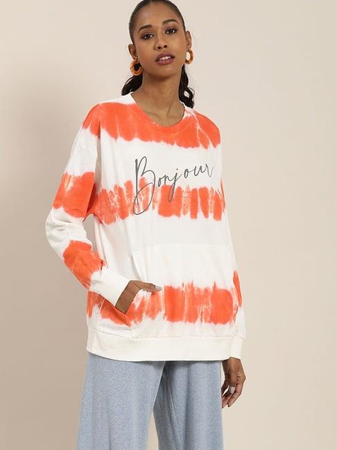 dillinger white & orange tie - dye sweatshirt