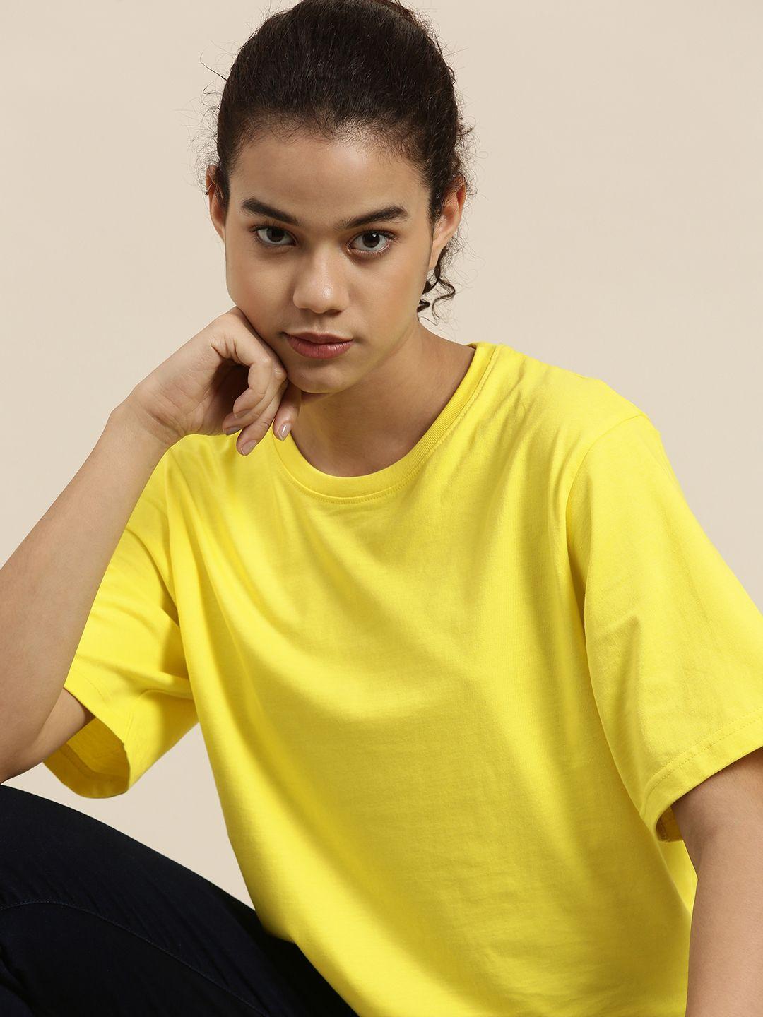 dillinger women yellow pure cotton loose pure cotton t-shirt