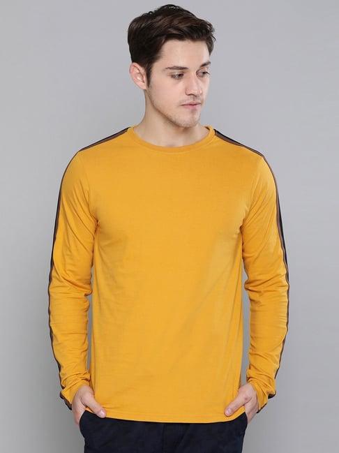 dillinger yellow cotton regular fit striped t-shirt