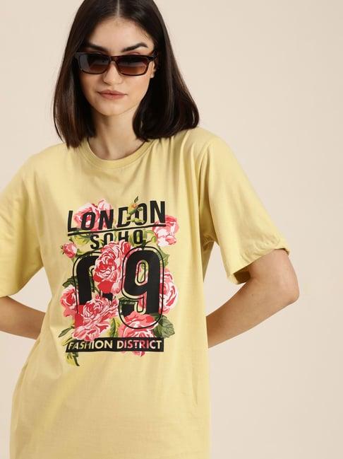 dillinger yellow floral print t-shirt