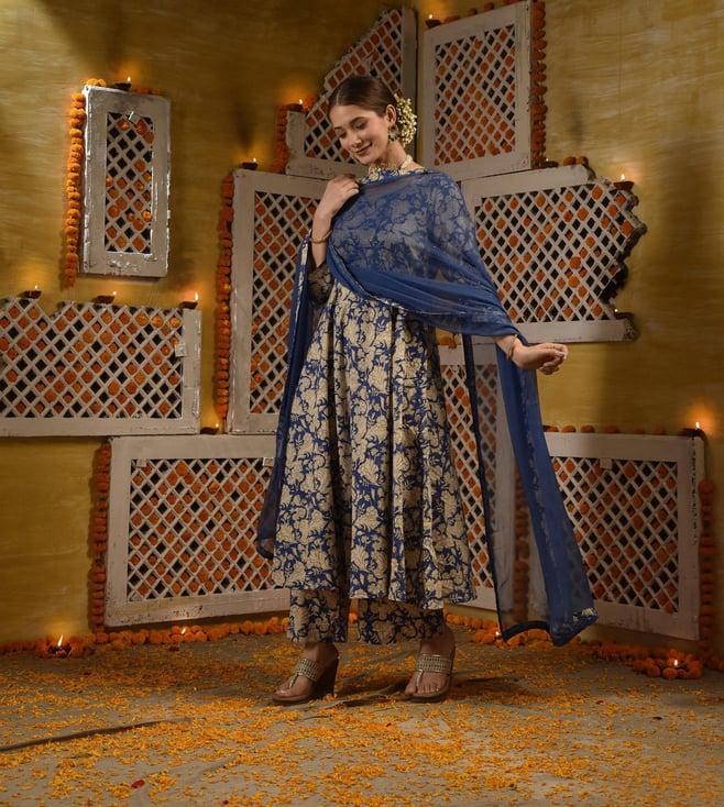 dimple design studio blue jaal anarkali set