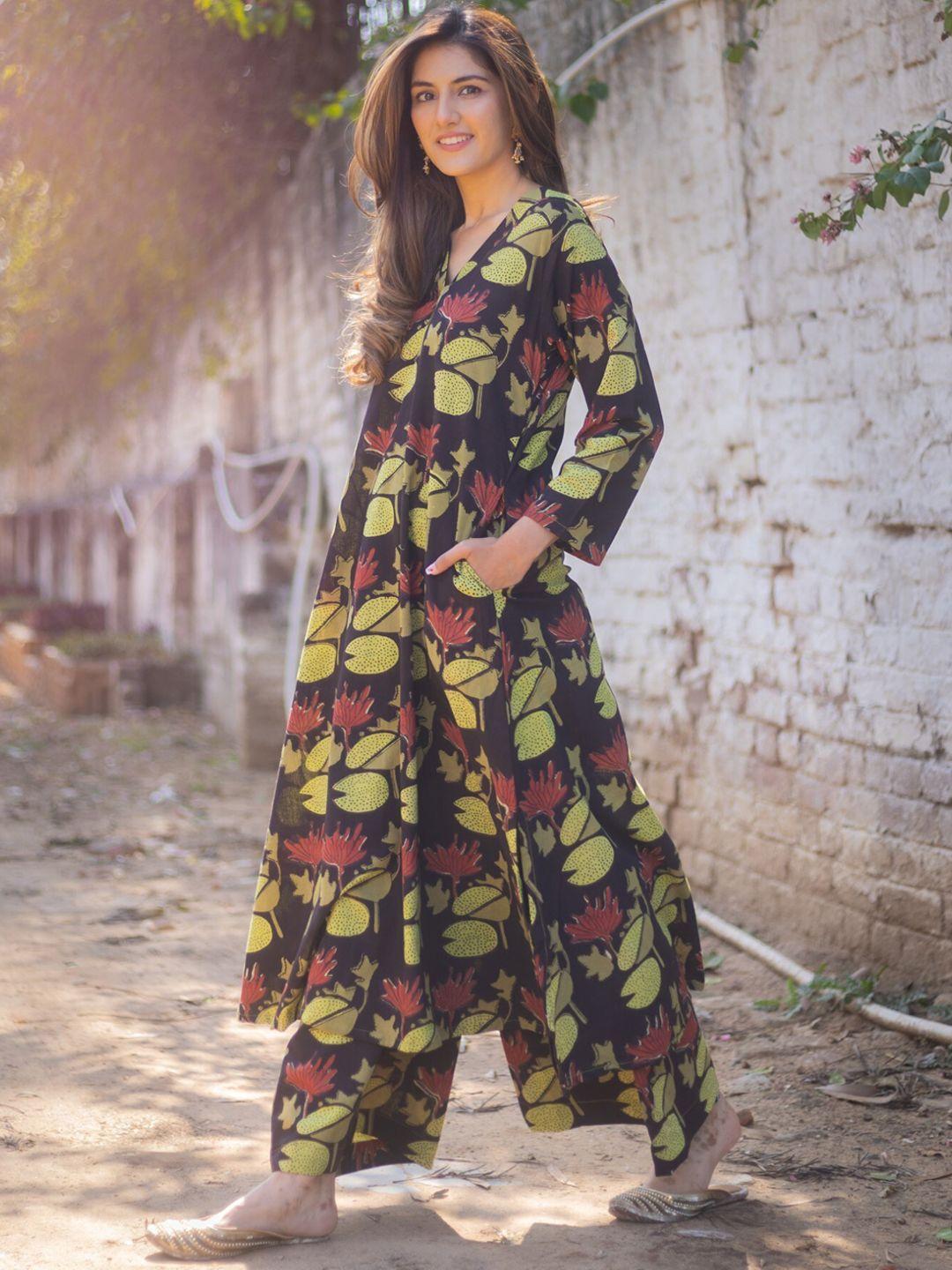 dimple design studio floral printed pure cotton kurta with palazzos