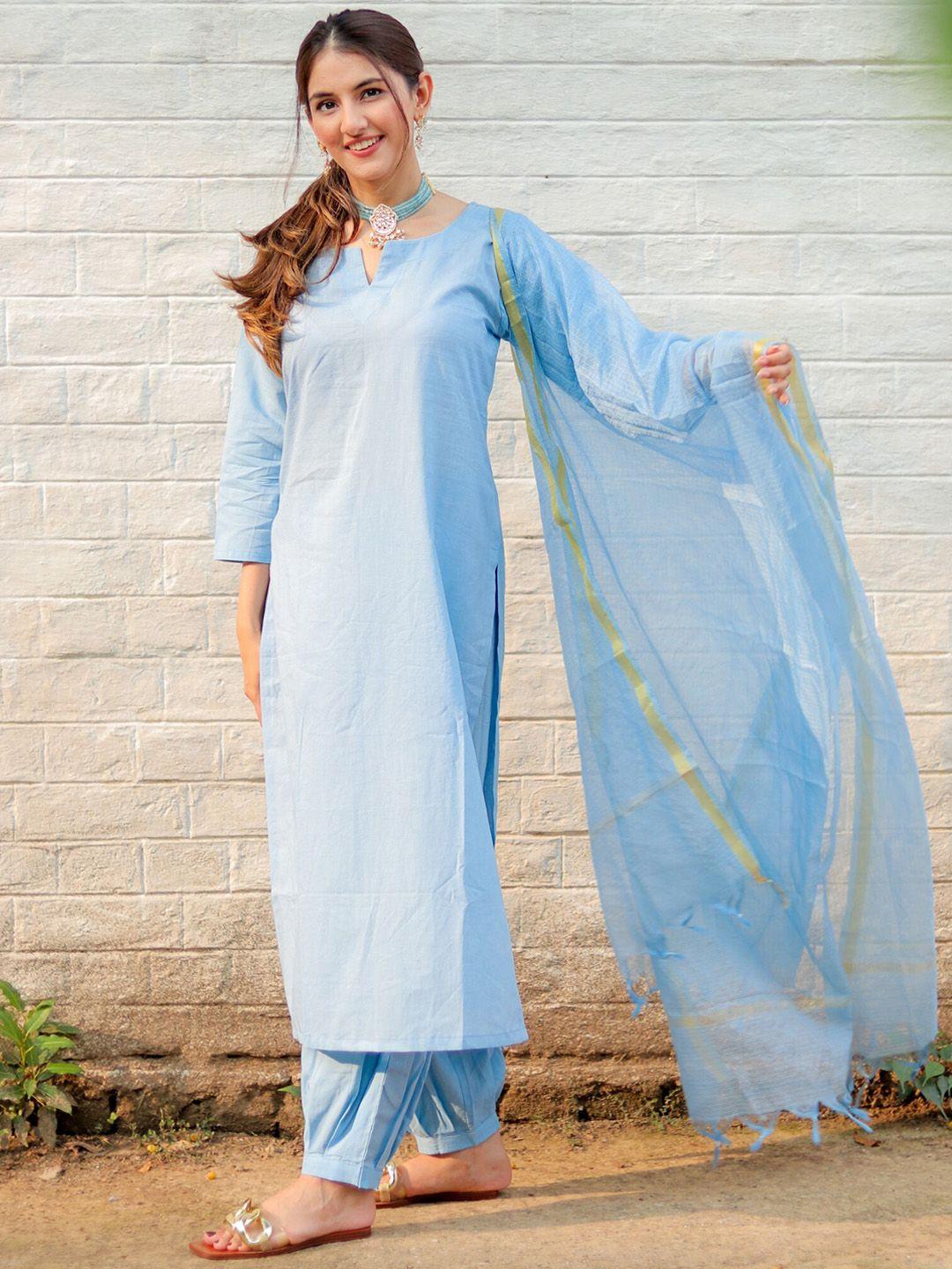 dimple design studio pure cotton kurta with salwar & with dupatta