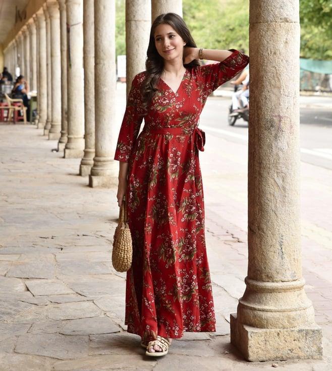 dimple design studio red dreamy cotton dress