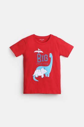 dino friends cotton t-shirt for boys - red