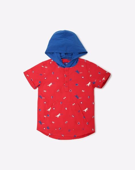 dino print hoodie with kangaroo pocket