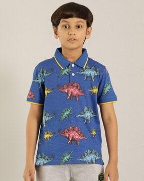 dinosaur print polo t-shirt