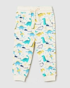 dinosaurs print joggers with drawstrings