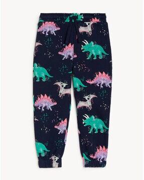 dinosaurs printed joggers with drawstrings