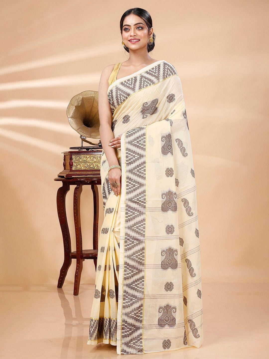 dipdiya ethnic woven design pure cotton taant saree