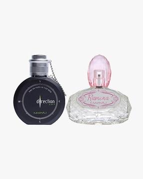 direction east eau de parfum citrus spicy perfume 100 ml for men & ramona eau de parfum citrus floral perfume 100 ml for women + 2 parfum testers