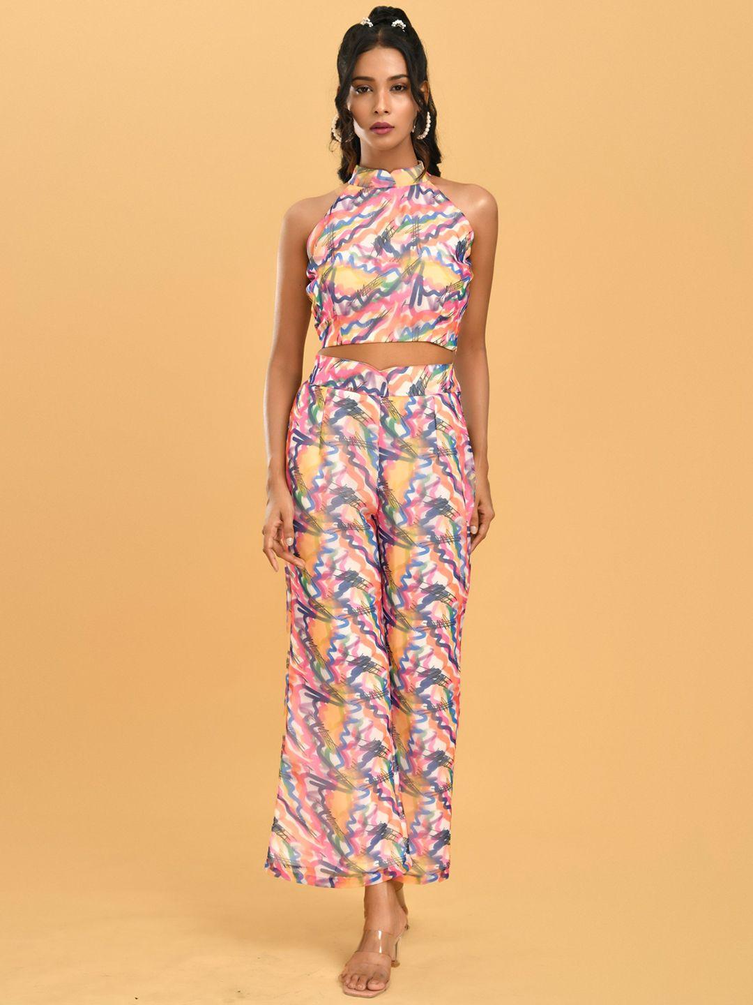 disli abstract printed top & trousers