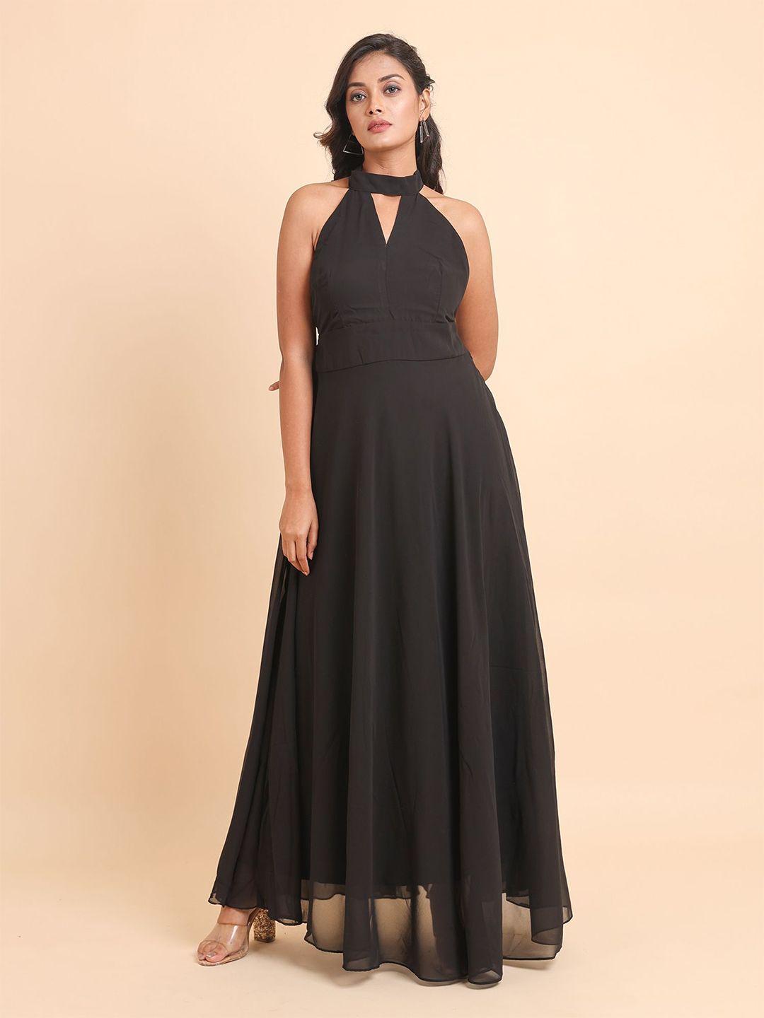 disli black choker neck georgette maxi dress