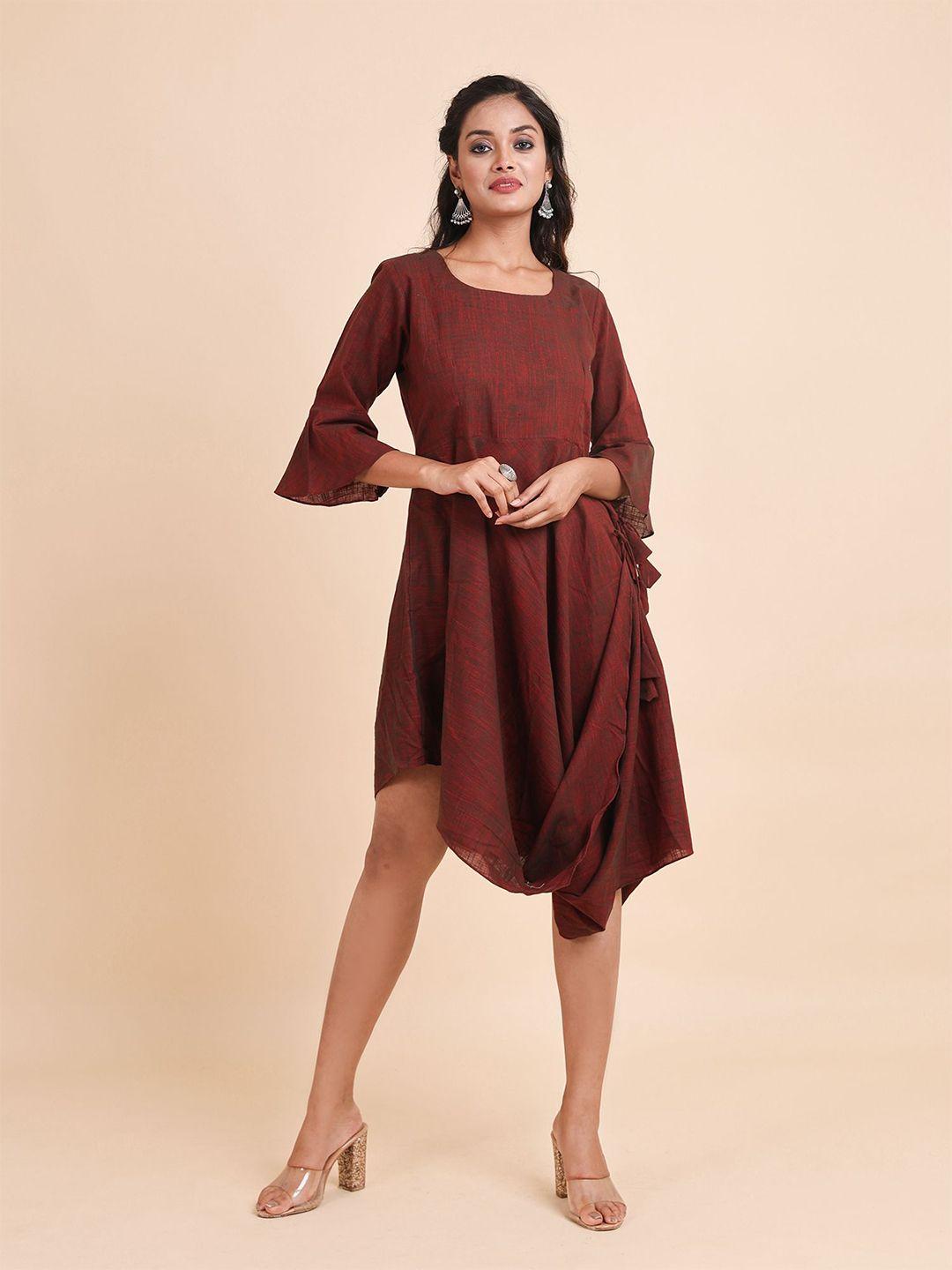 disli brown bell sleeve a-line dress