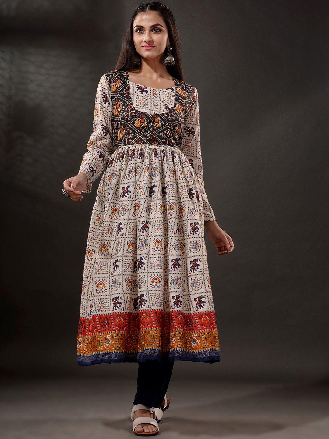 disli ethnic motifs printed empire chanderi silk kurta with trousers