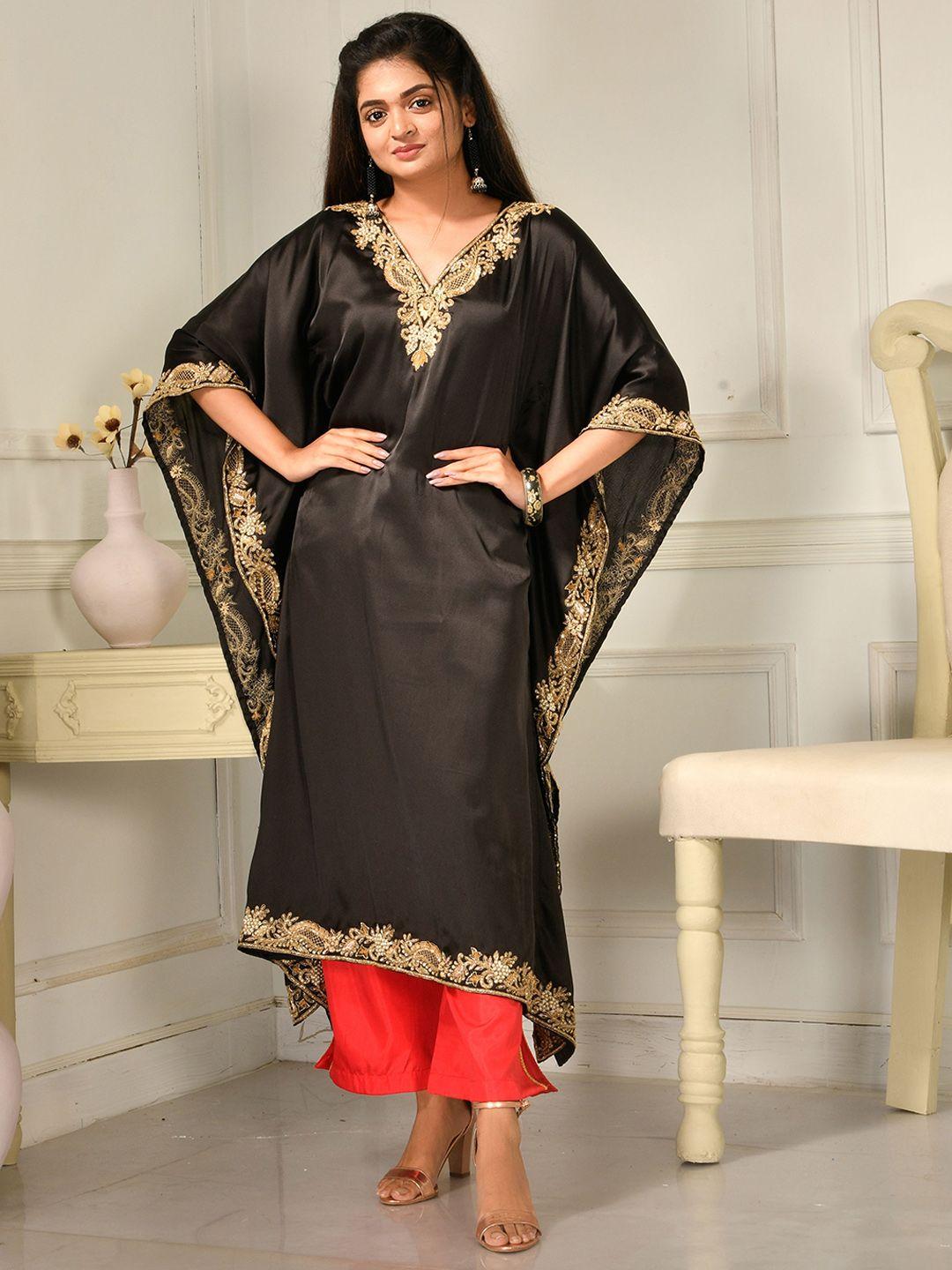 disli ethnic motifs yoke design thread work kaftan kurta with palazzos