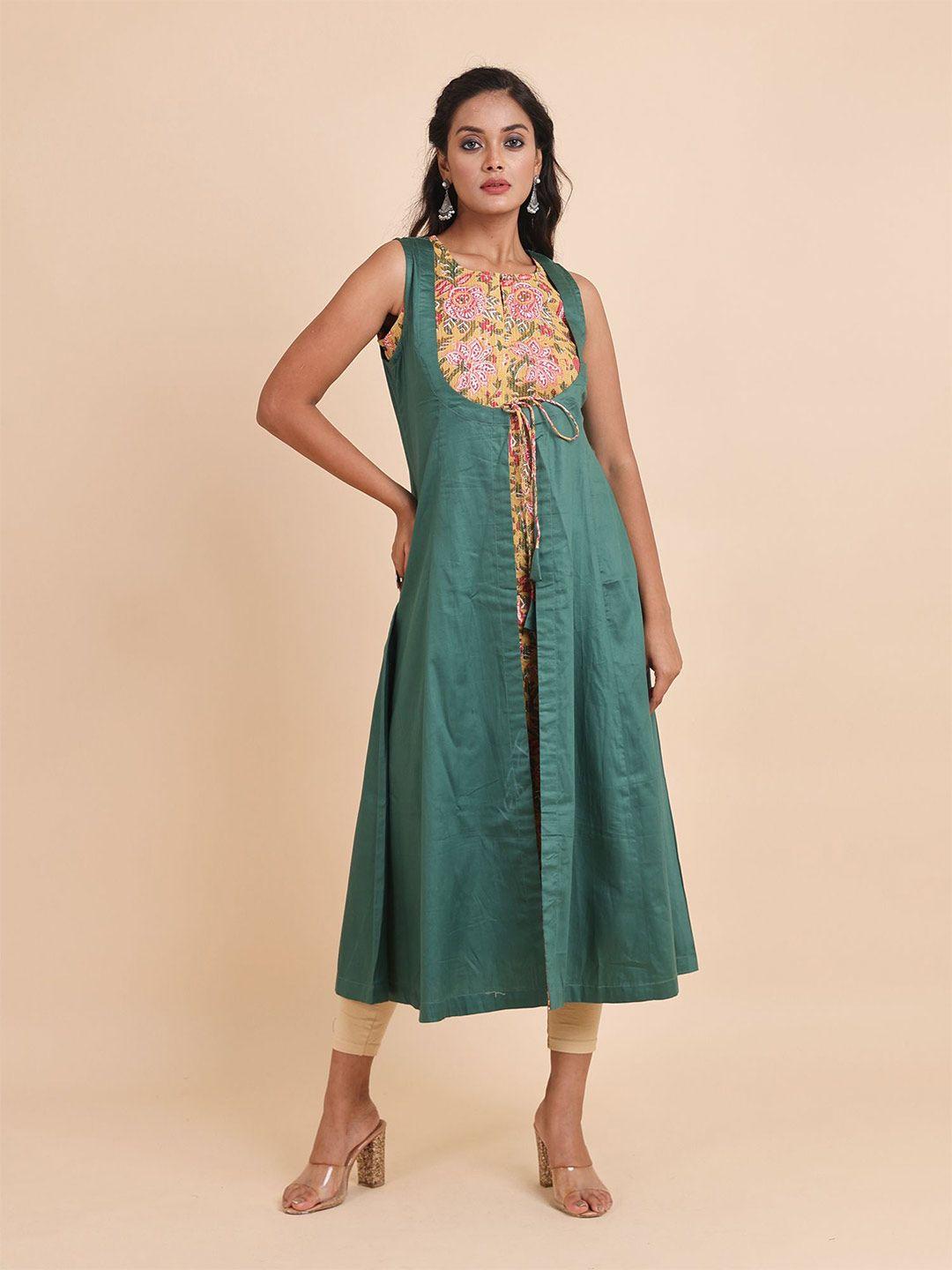 disli floral printed cotton over coat style kurta