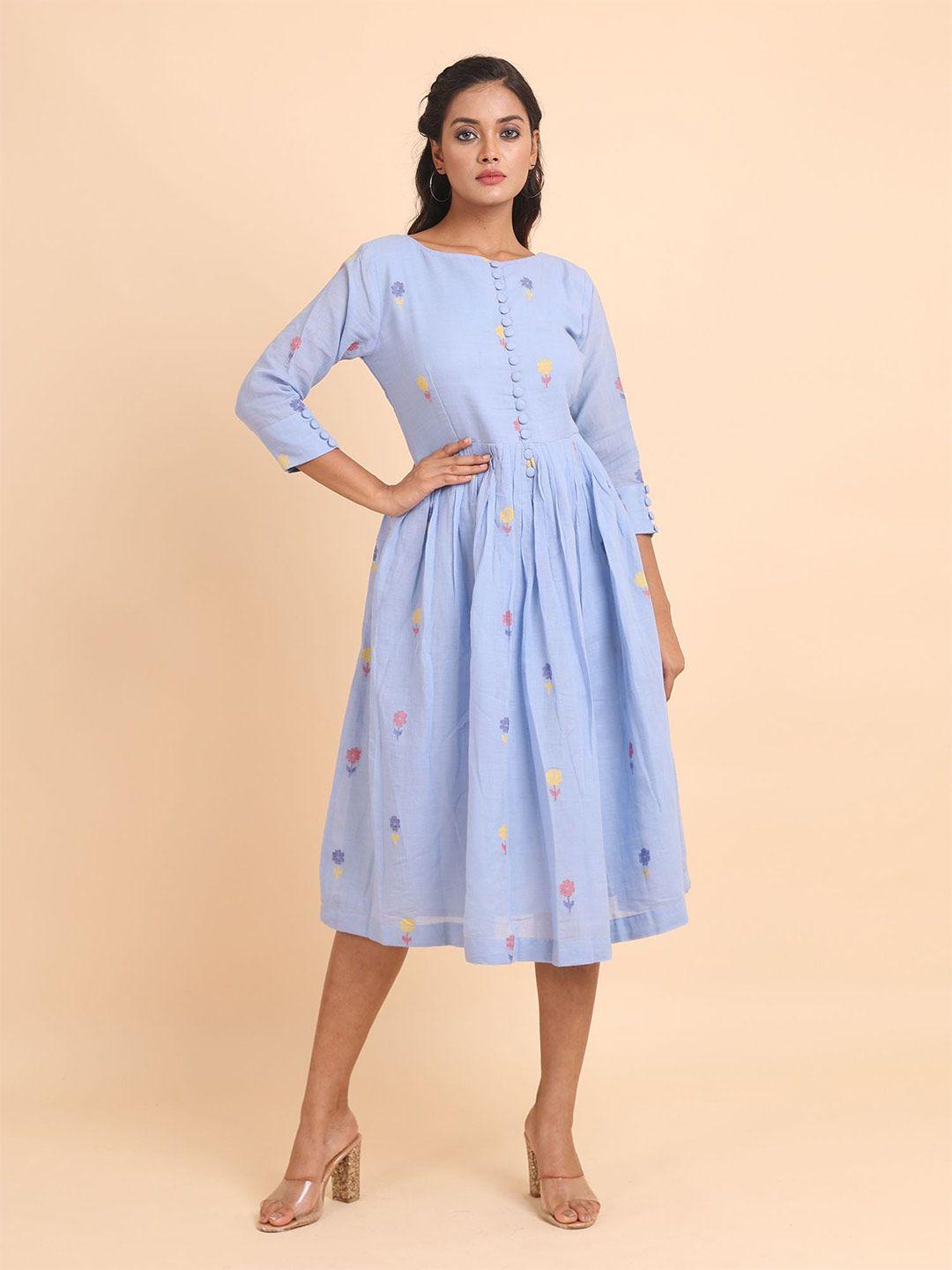 disli floral printed gathered or pleated cotton a line midi dress