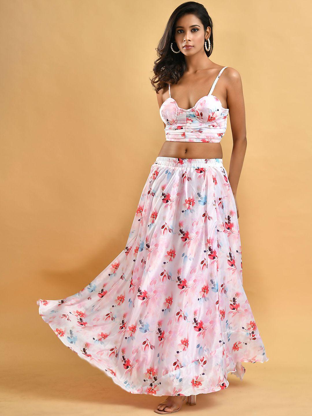 disli floral printed top & skirt