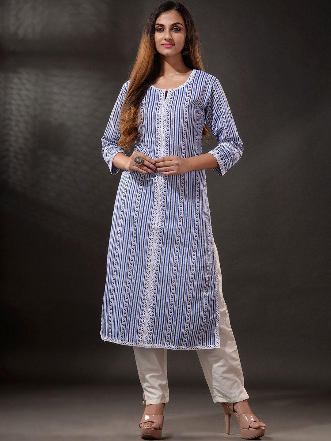 disli geometric printed regular pure cotton kurta with trousers