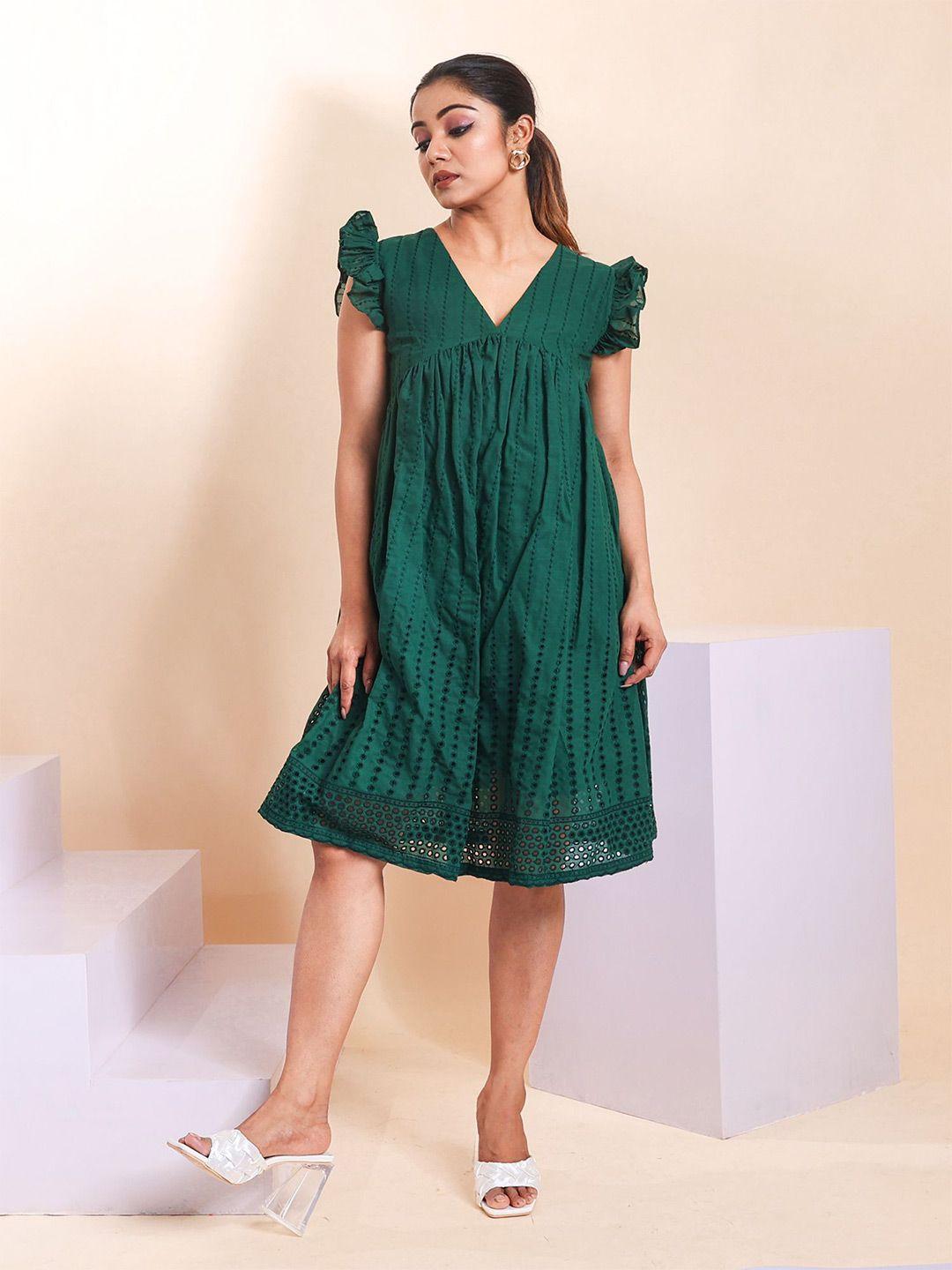 disli green print a-line dress