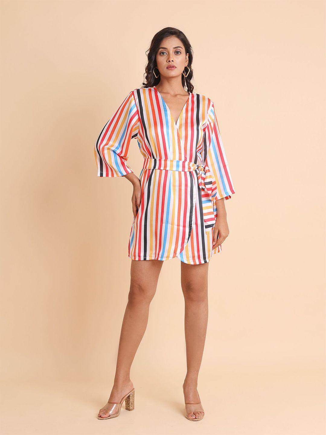 disli multicoloured striped satin dress