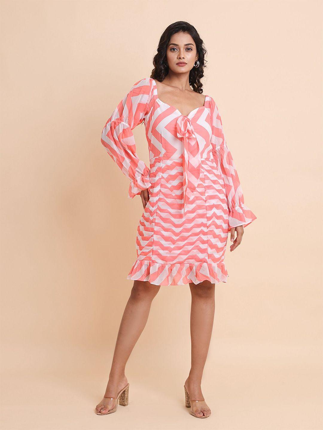 disli pink striped kimono sleeve georgette kaftan dress