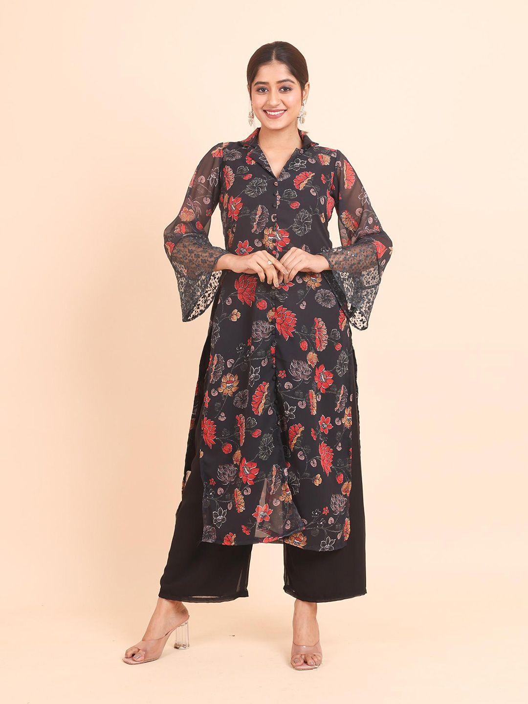 disli women black regular kurta with palazzos